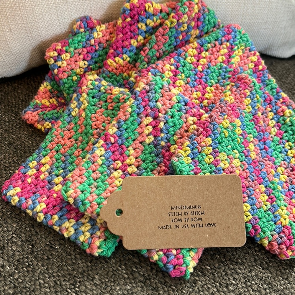 NWT 8 Coasters Made in USA with 100% recycled cotton! Perfect to use as trivet!